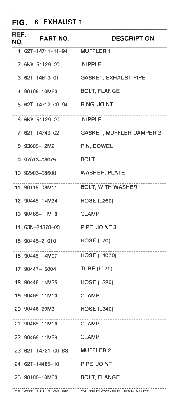 Yamaha VX700-S(F3D7_6DUD_6DU1 EXHAUST 1 parts diagram